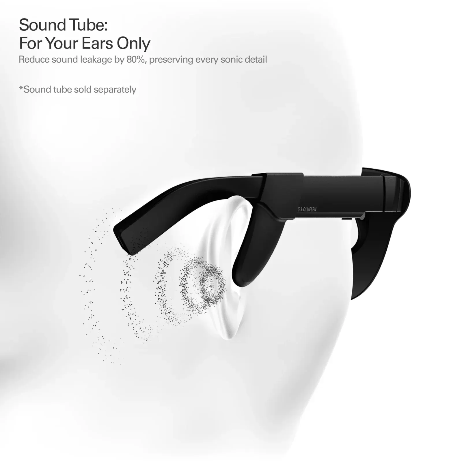 The Sound Tube accessory routing audio into the ear canal