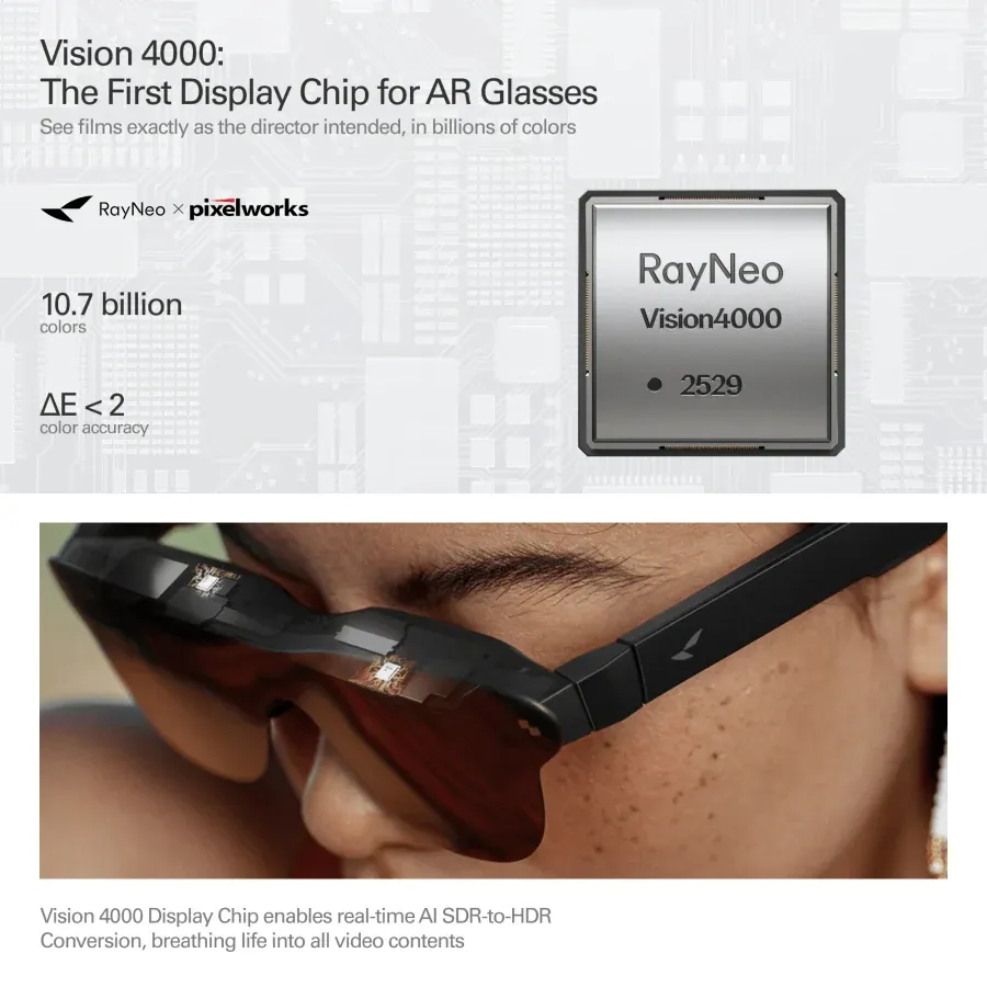 The Pixelworks Vision 4000 image processor inside the RayNeo Air 4 Pro